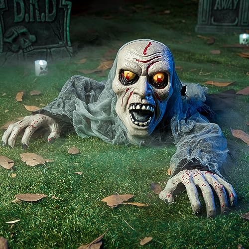 JOYIN Halloween Animatronics Decorations Outdoor Groundbreaker Crawling Doll, Creepy Halloween Graveyard Decoration Outside Decor Scary Haunted House Prop Sound Activated with Sounds and Lights