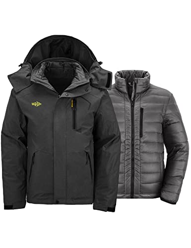 wantdo Men's Warm Winter Down Jacket Hooded Winter Coats Waterproof Snowboarding Coat