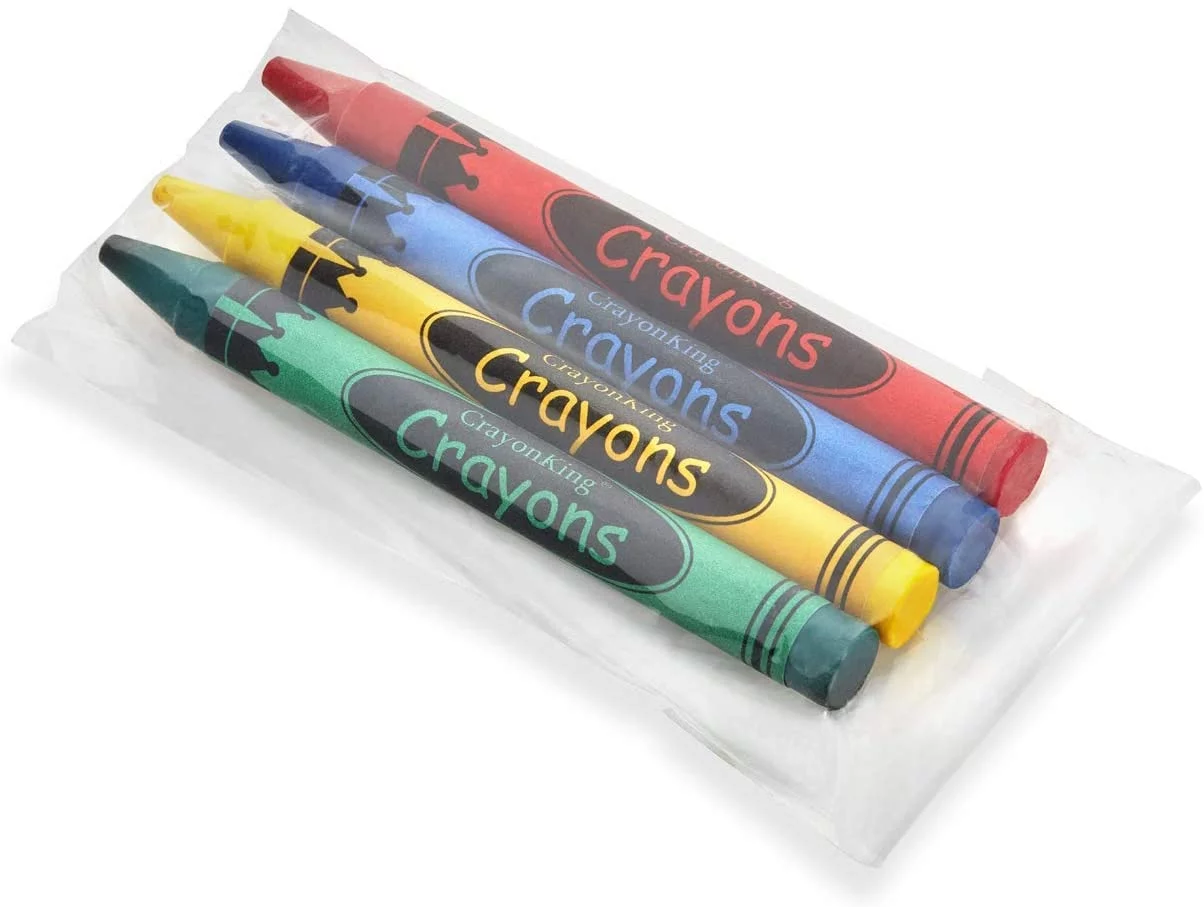 Bulk 300 Crayons in 75 sets of 4-Packs of Crayons in a Cello Bag