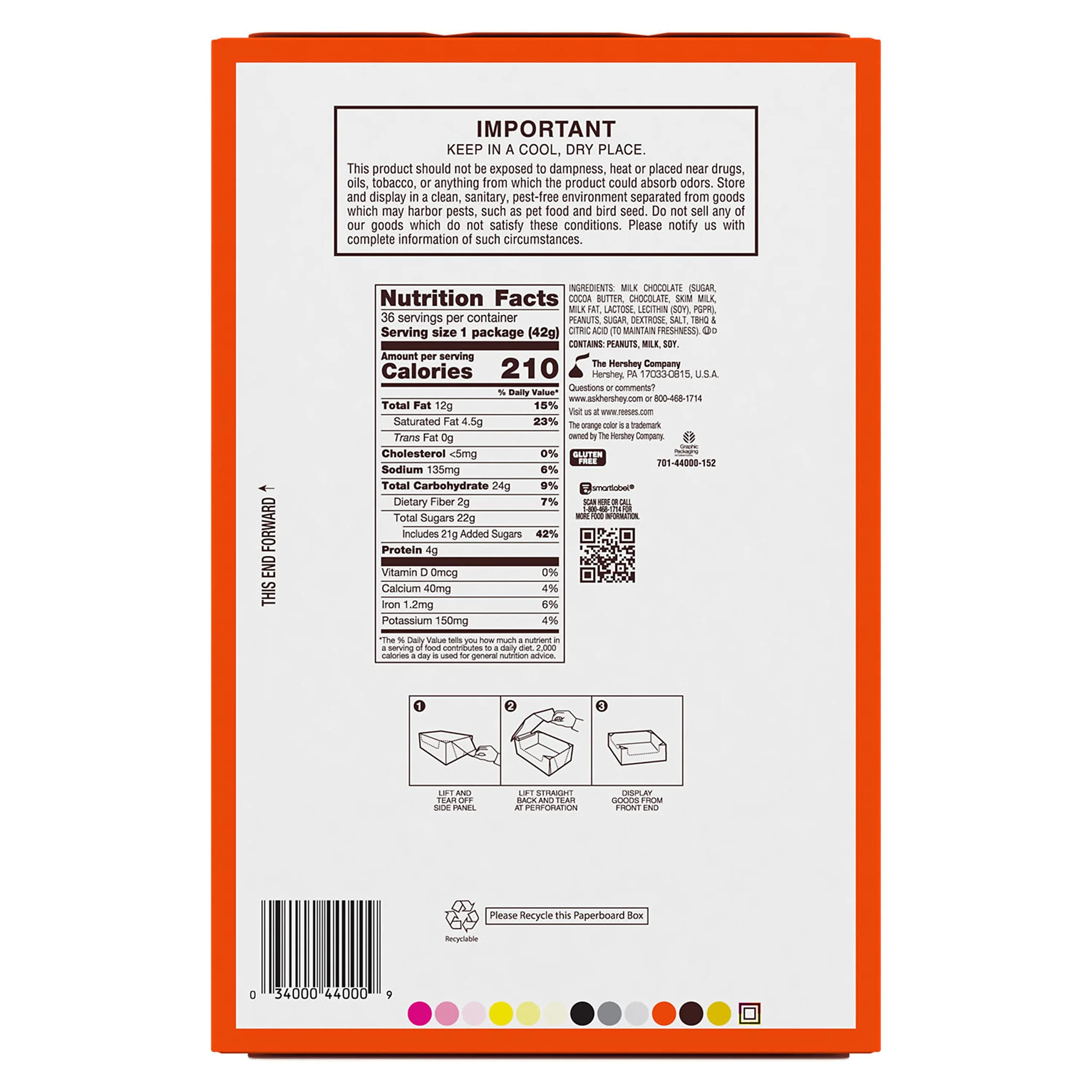 Reese's Milk Chocolate Peanut Butter Cups, Valentine's Day Candy Packs, 1.5 oz (36 Count)