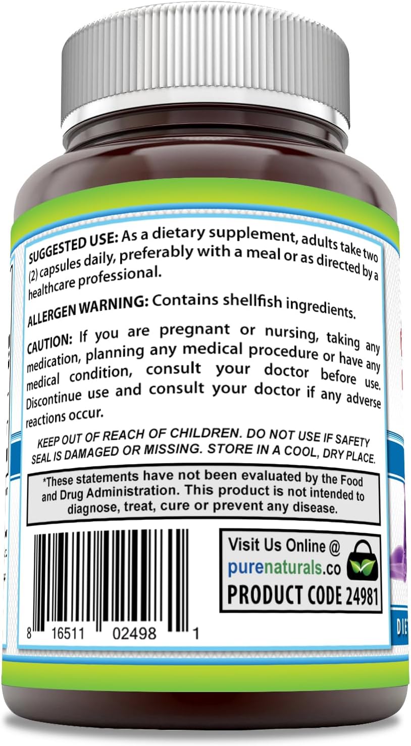 Pure Naturals Glucosamine Chondroitin & MSM Supplement | 1850 Mg per Serving | 120 Capsules | Non-GMO | Gluten-Free | Made in USA