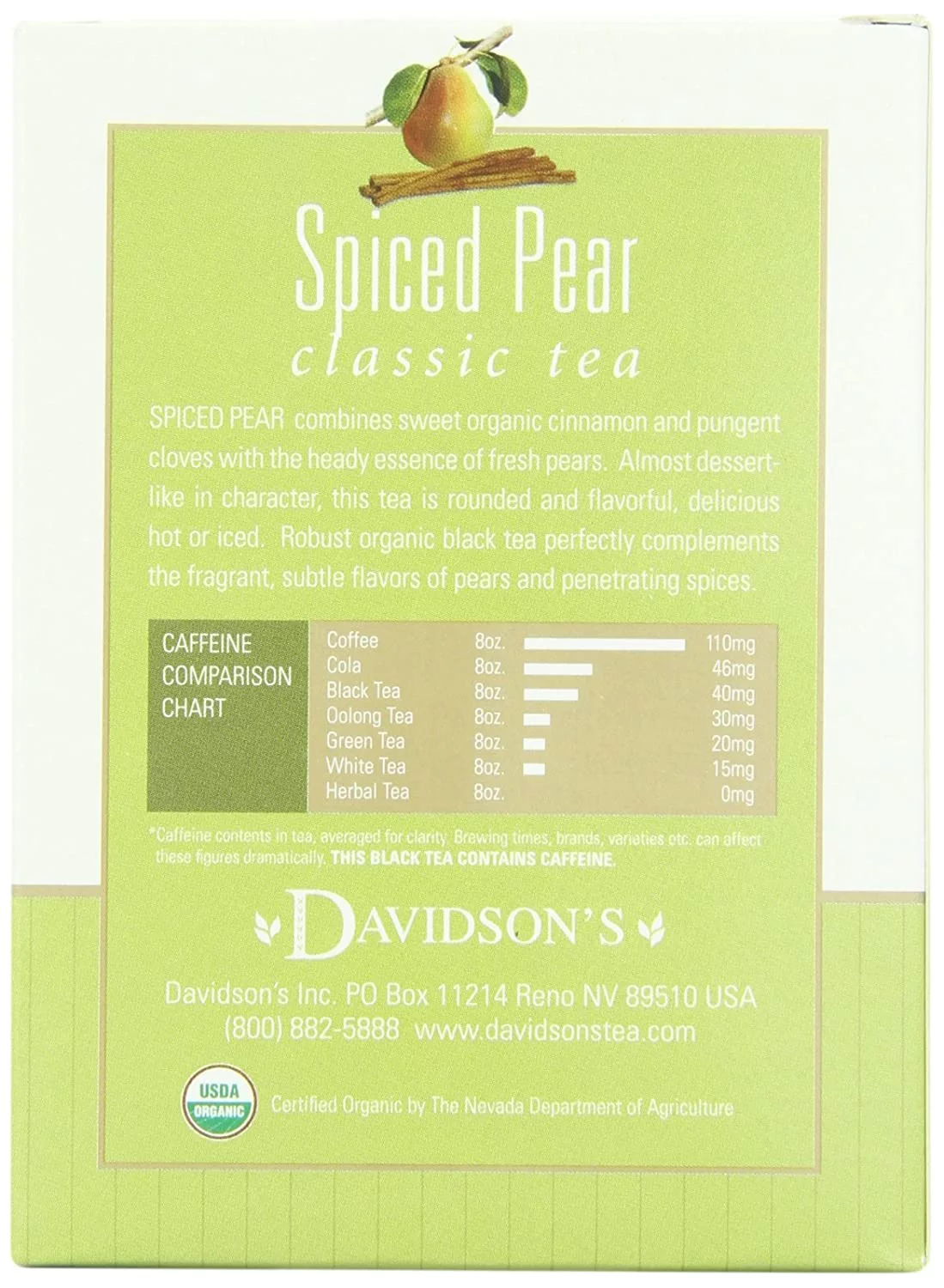Davidsons Tea Spiced Pear, 8-Count Tea Bags (Pack of 12)