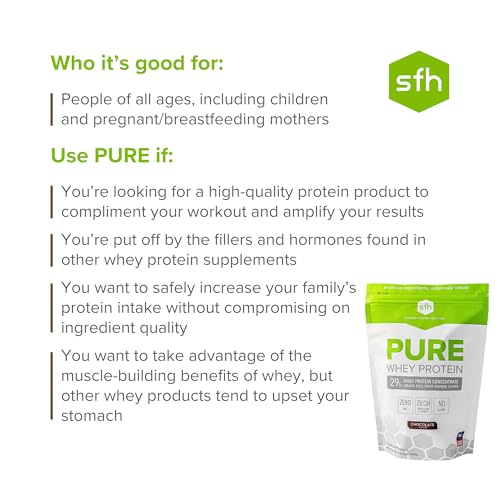 SFH Pure Whey Protein Powder Best Tasting 100% Grass Fed Whey | All Natural | 100% Non-GMO, No Artificials, Soy Free, Gluten Free