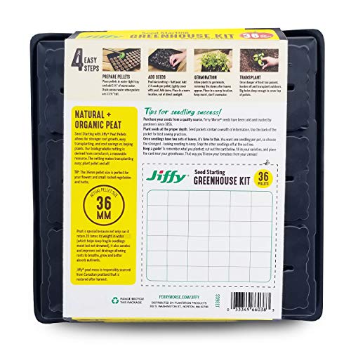 Jiffy Seed Starting Tray Kit, 36 Cell 36mm Peat Pellets with Bonus, 3 Pack, 108 Pellets Total