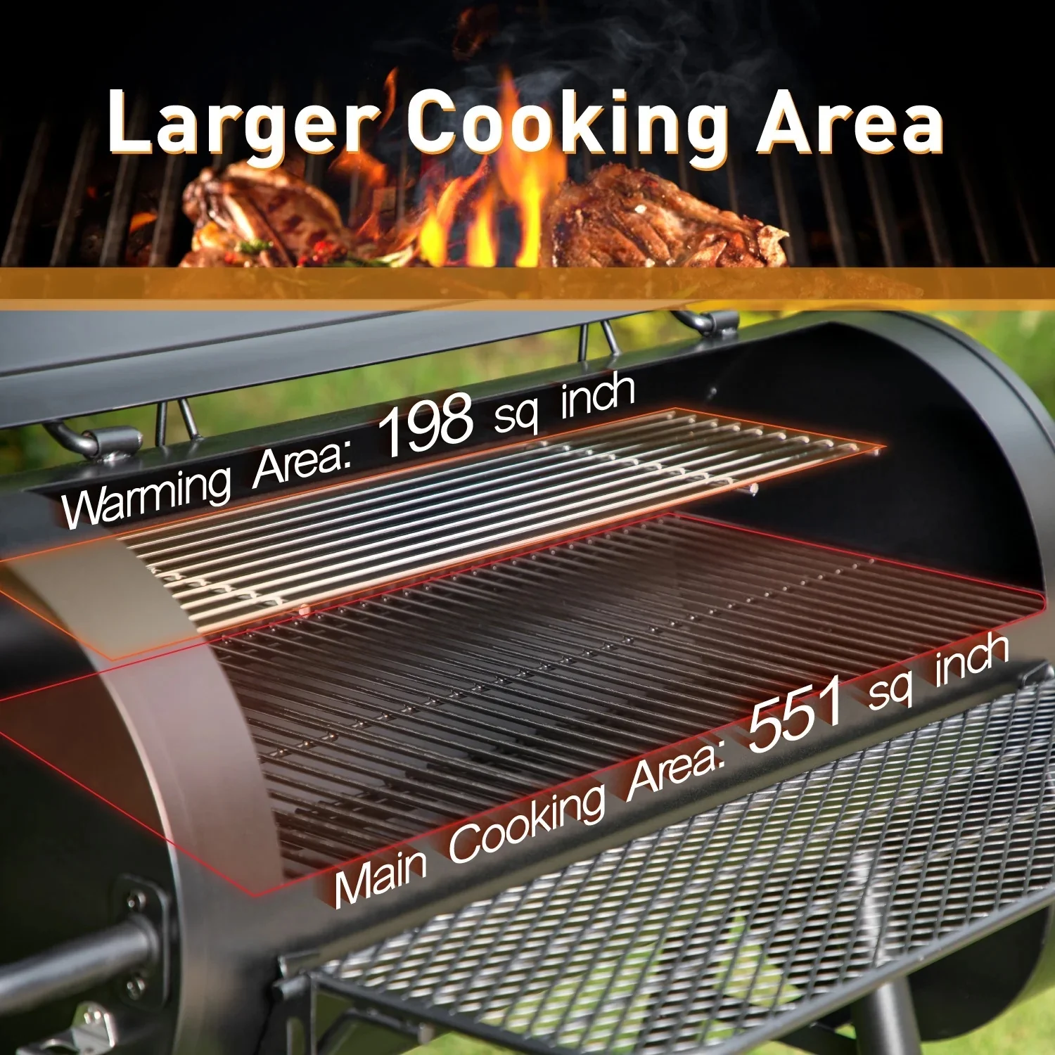 Summit Living Charcoal Grill with Offset Smoker 941 sq.in. Extra Large BBQ Grill Black