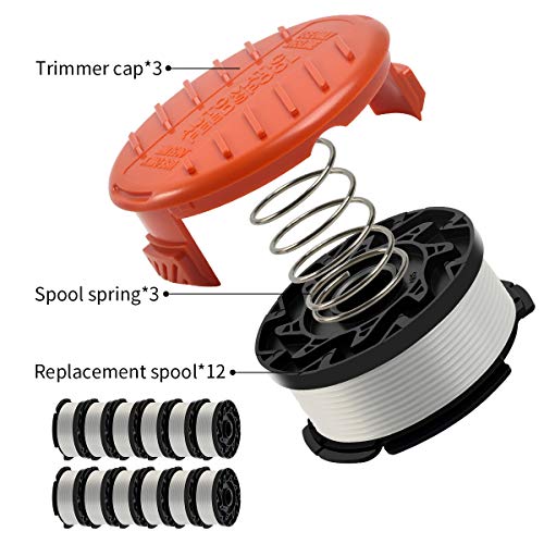 Weed Eater String Trimmer Line for Black and Decker Trimmer/Edger, AF-100, 6 Spools & 1 Cap