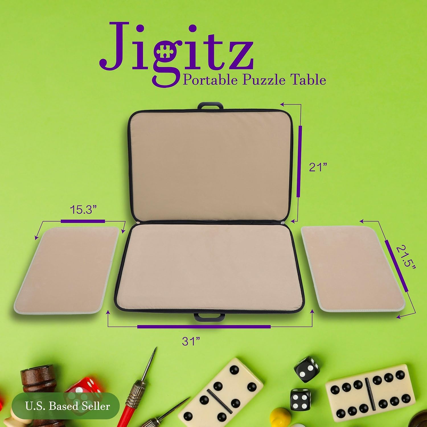 Large Portable Puzzle Table - Zip-Up 1000pc Jigsaw Puzzle Carry Case with Puzzle Organizer Trays and Puzzle Mat for Convenient Puzzle Storage