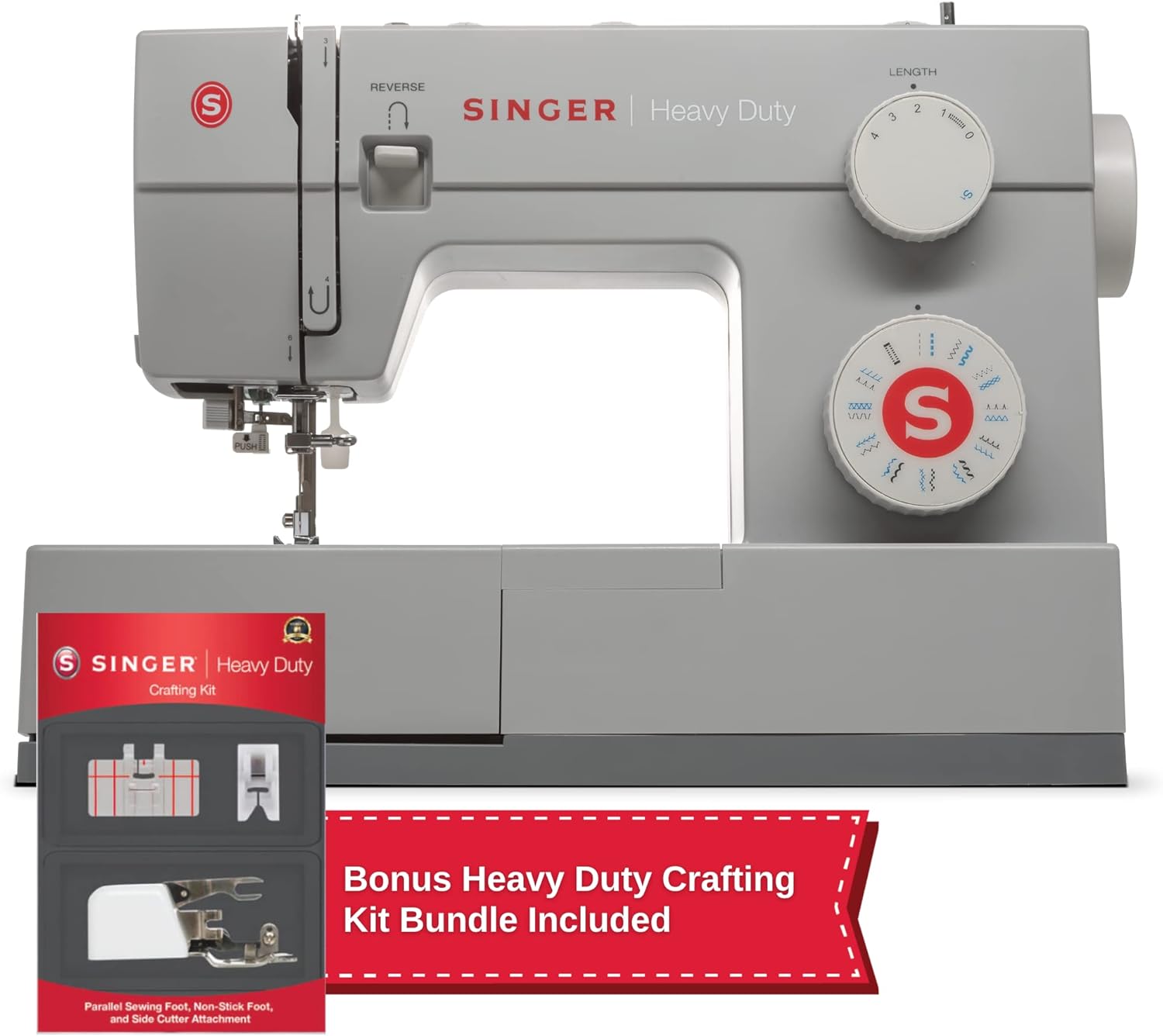 SINGER Big Holiday Value Bundle-Heavy Duty Sewing Machine, Heavy Duty Crafting Presser Foot Kit, SteamCraft 1700 Watt Steam Iron, Powerful Performance, Great for All Projects & Fabrics, Crafting