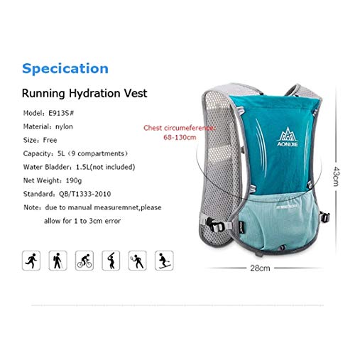 AONIJIE 5L Outdoor Sport Multifunctional Camping Backpack Cycling Running Climbing Hiking Hydration Vest Pack with 500ml Soft Flask