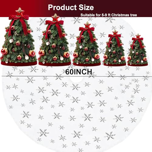 Christmas Tree Skirt, 60 inches Snow White Tree Skirt Decoration for Xmas Faux Rabbit Fur