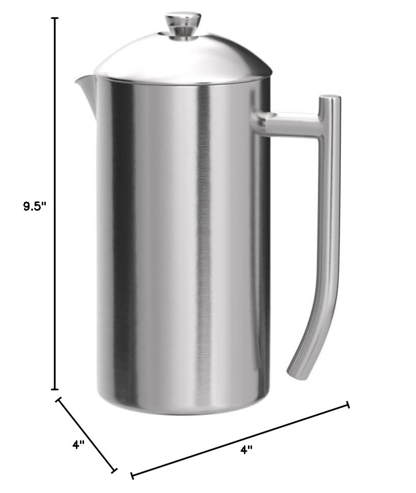 Frieling Double-Walled Stainless-Steel French Press Coffee Maker in Frustration Free Packaging, Polished, 17 Ounces