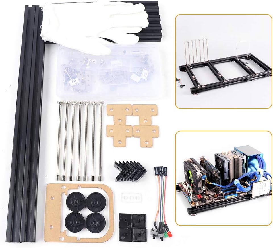 ITX (17 x 17cm) ATX MATX PC Motherboard Case Frame, Open Bare Metal Air Water Cooling Fan Stand Chassic Test Bench Vertical Rack Computer Board Overclocking Heat Dissipation(Vertical Black)