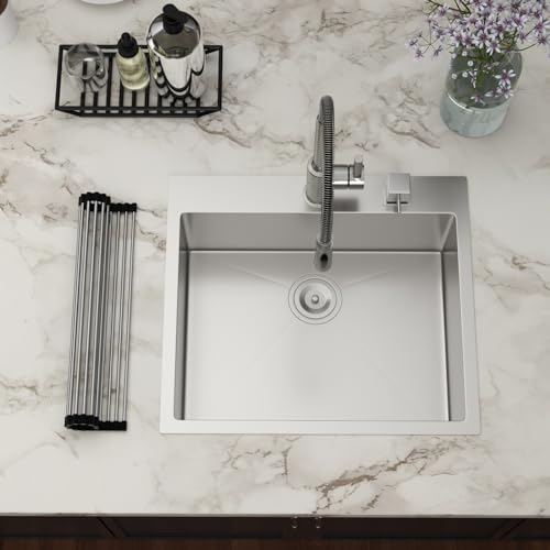 25 Inch Utility Laundry Sink Drop In 16 Gauge Stainless Steel Single Bowl Laundry Room Sink Laundry & Utility Room Kitchen Sinks 25