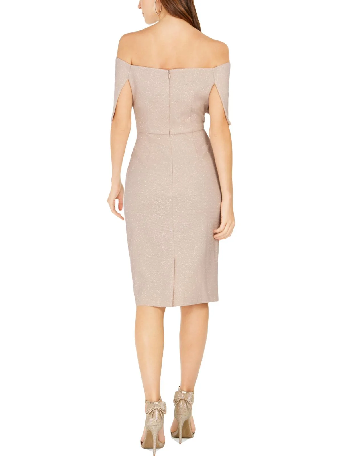 Vince Camuto Women's Off-The-Shoulder Glitter Sheath Dress Bright Pink Size 4