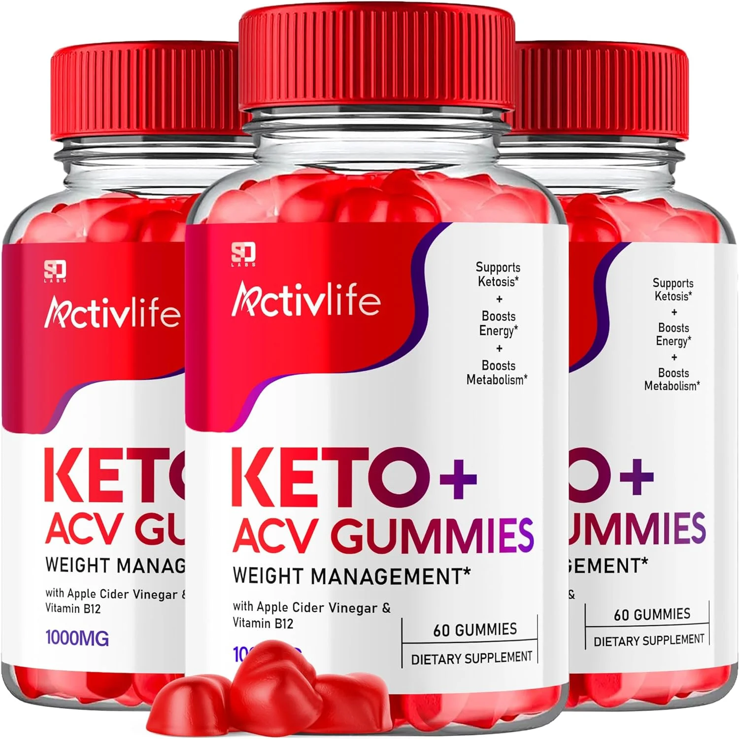 (3 Pack) Activlife Keto Gummies - Apple Cider Vinegar Supplement for Energy & Focus - Dietary Supplement Gummies with Apple Cider Vinegar Folate Vitamin B12 B6 Beet Root (180 Gummies)