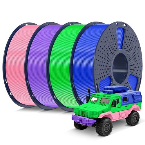 SUNLU 4kg PLA 3D Printer Filament Bundle, Neatly Wound PLA Filament 1.75mm ±0.02mm, Individually Vacuum Packed, 4kg in Total, 1kg per Spool, 4 Pack, 4000g, 4Black