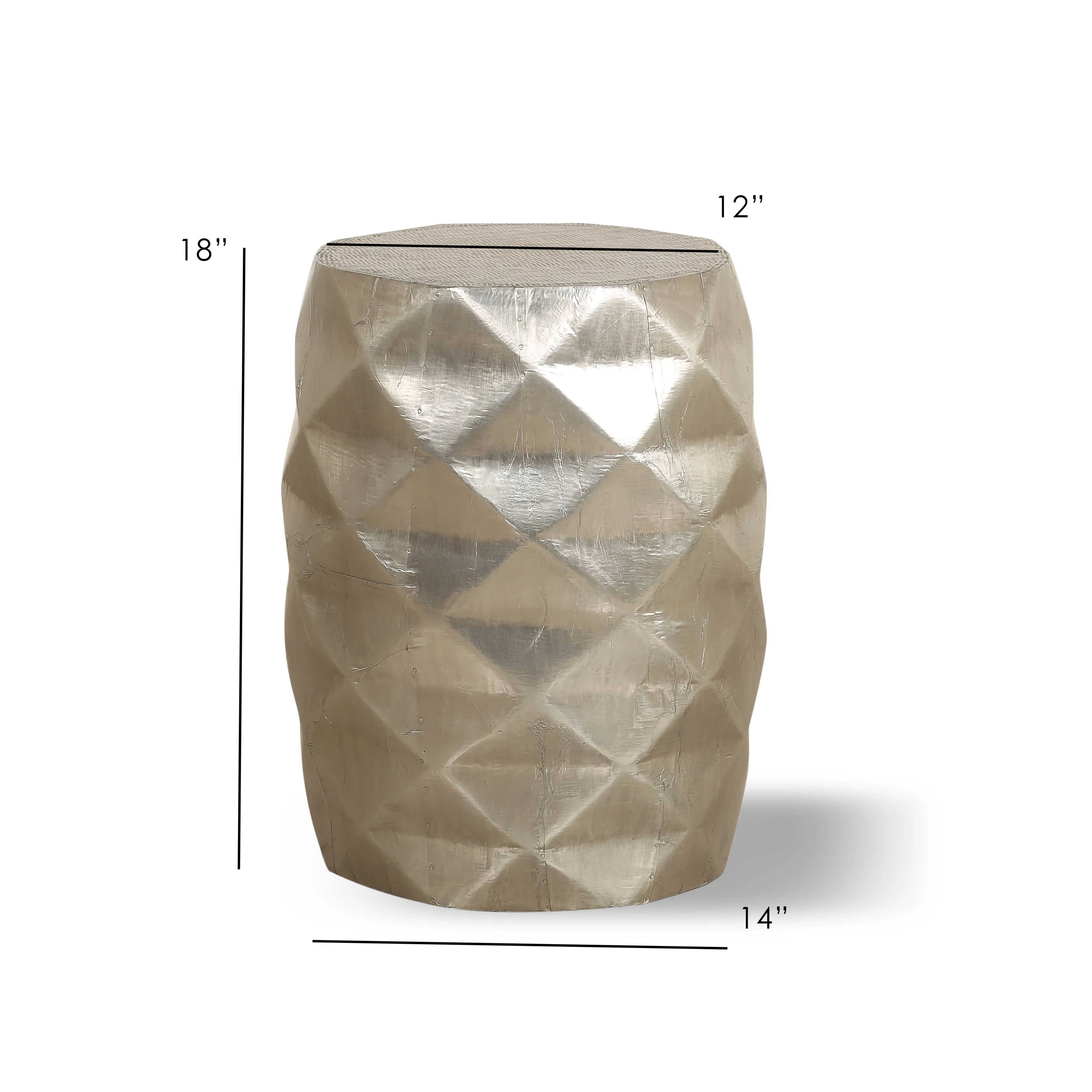 Posh Pollen Anna Modern Geometric Metal End Table in Silver Finish