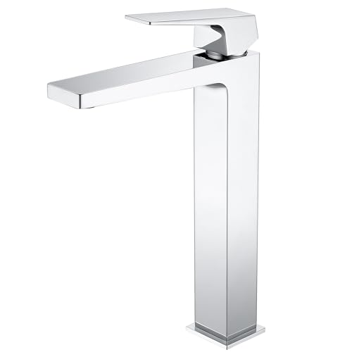 Vessel Sink Faucet Chrome Tall Bathroom Sink Faucet Single Handle One Hole with Supply Hose for Bowl Sink Solid Brass Construction