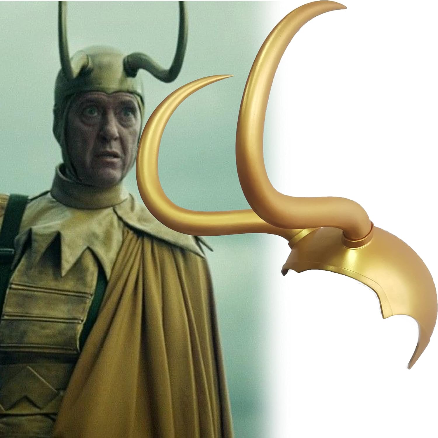 Classic Loki Crown Latex Mask Super villain Cosplay Horn Helmet Costume Masquerade Accessories Props (Latex), gold, One Size