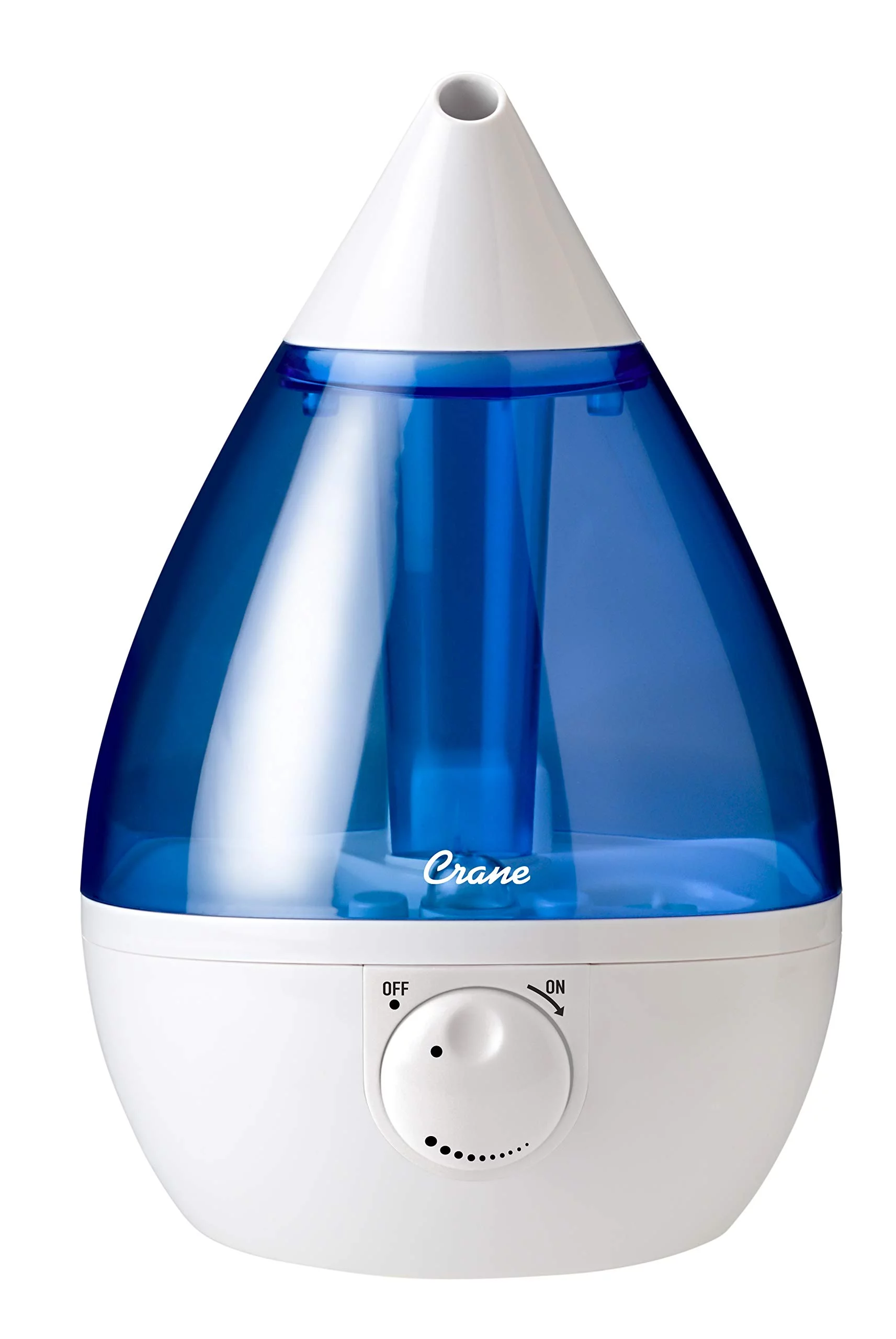 Crane Ultrasonic Cool Mist Humidifier, Filter-Free, 1 Gallon, for Home Bedroom Baby Nursery and Office, Blue and White