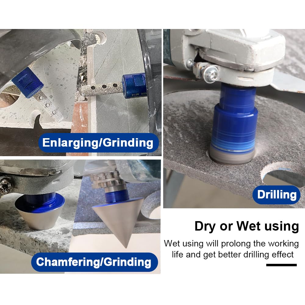 SHDIATOOL Diamond Drill Core Bits Kit Hole Saw Sets Diamond Drill Mould Guide for Drilling Porcelain Tile Marble Ceramic Granite with Hollow EVA Guide Jig 10pcs(6/8/10/35/50/65/10/25mm/2