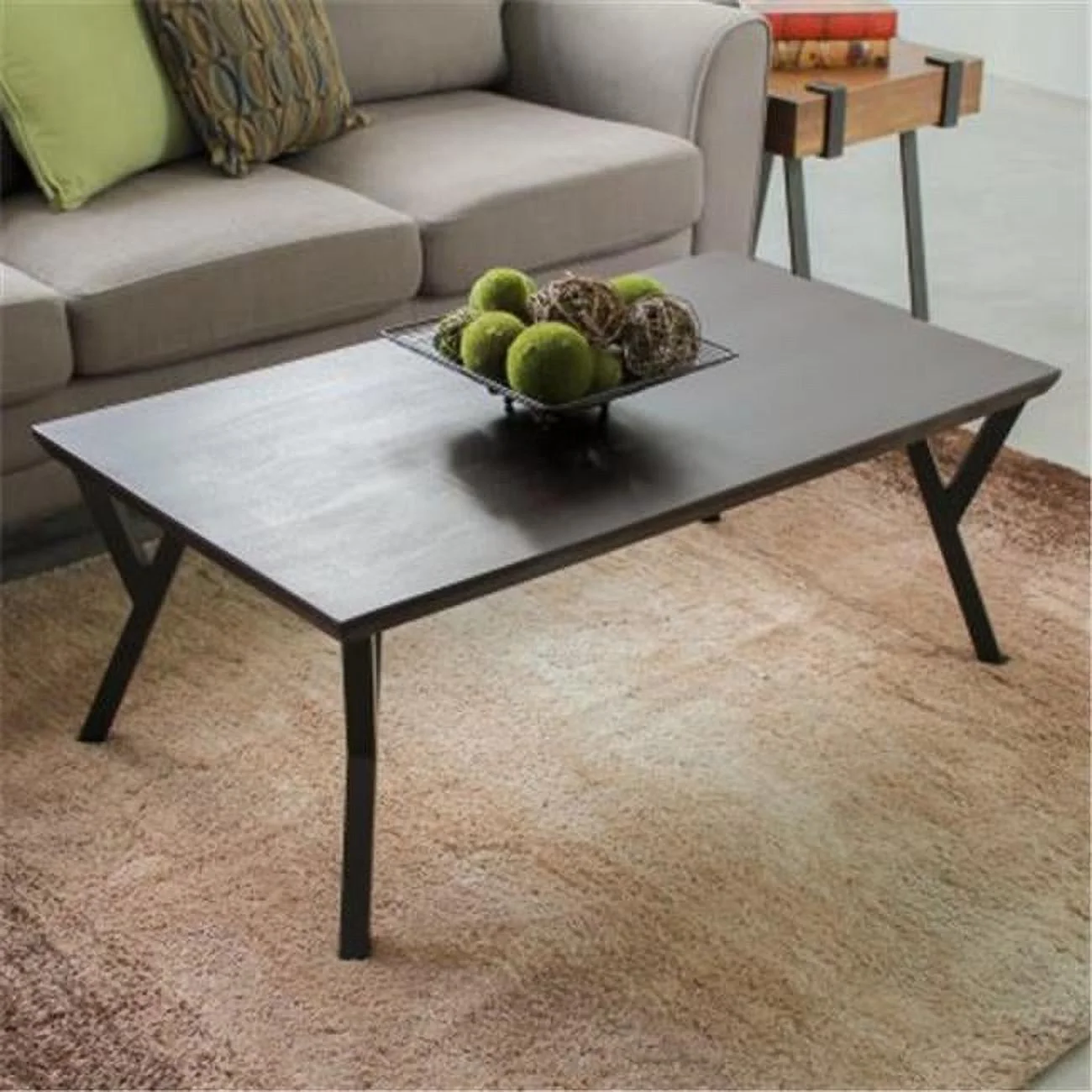 International Caravan  Hamburg Contemporary Contemporary MDF Metal Coffee Table - Sonoma Oak Wood Veneer