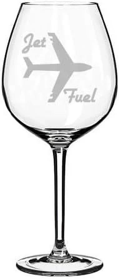 Wine Glass Goblet Airplane Flight Attendant Frequent Flyer Travel Jet Fuel (20 Oz Jumbo)