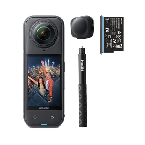 Insta360 X5 Essentials Bundle - Waterproof 8K 360° Action Camera, Leading Low Light, Invisible Selfie Stick Effect, Rugged and Replaceable Lens, 3-Hour Battery, Built-in Wind Guard, Stabilization