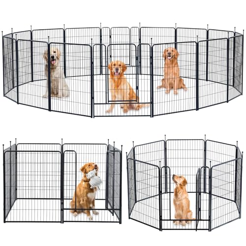 Dog Playpen,Portable Outdoor Dog Fence, Dog Playpen for Large/Medium/Small Dogs, Dog Fences for The Yard,with Doors Foldable Metal (32 inch, 06 Panels)