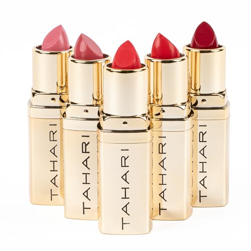VOTUM Tahari Lipstick Set, Super Lustrous 5 Piece Gift Set, Multi-Finish, Cream Pearl & Matte, Pack of 5 (Red)