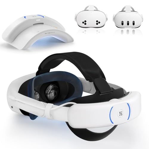 T3S Plus Elite Head Strap (Dual Fast Charging Battery Pack & Charging Dock) for Meta/Oculus Quest 3/3S - Extend 7H Playtime - VR Headset Accessory Headstrap for Metaquest Metas Q3/Q3S Quest3/Quest3s
