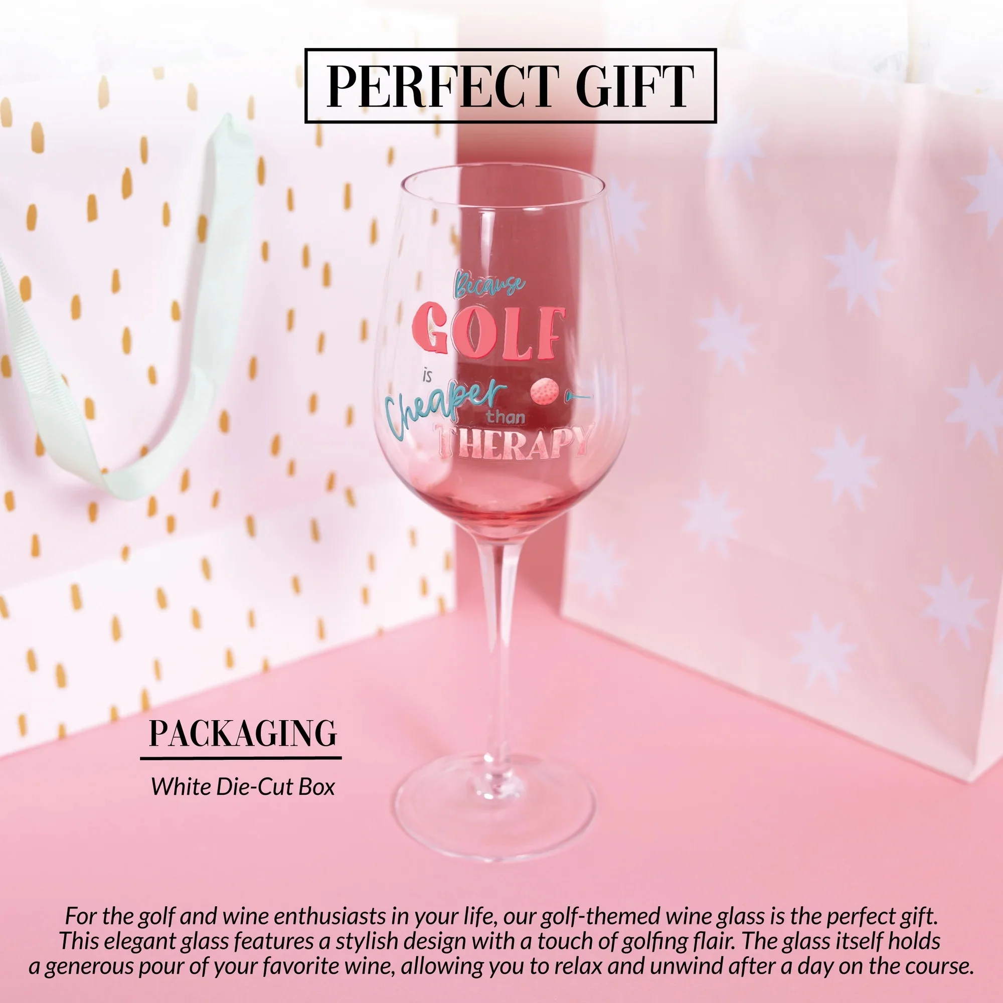 Golf Therapy 16 oz Stemmed Wine Glass