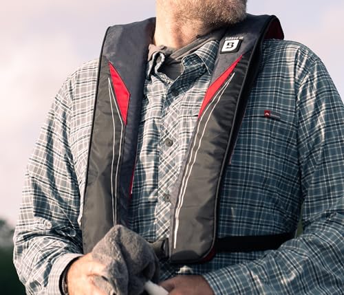 BLUESTORM Cirrus 26 Inflatable Life Jacket PFD for Adults (Coastal Blue) | US Coast Guard (USCG) Approved Automatic Self Inflating Life Vest Preserver with Manual Override…