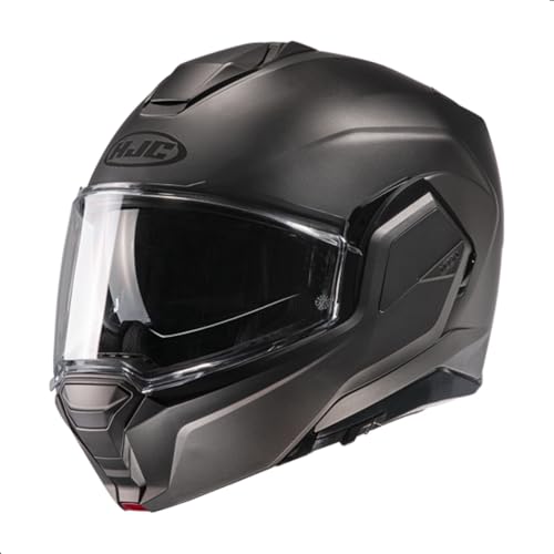 HJC i100 Solid Modular Motorcycle Helmet with HJ-36 Pinlock Shield, DOT Approved (Semi Flat Titanium, Large)
