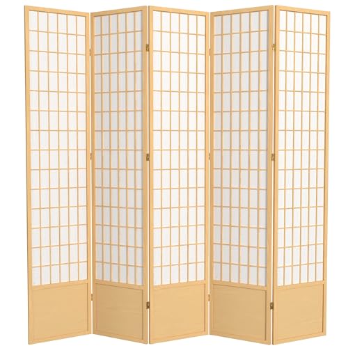Red Lantern 7 ft. Tall Window Pane Shoji Screen-White-3 Panels Room Divider