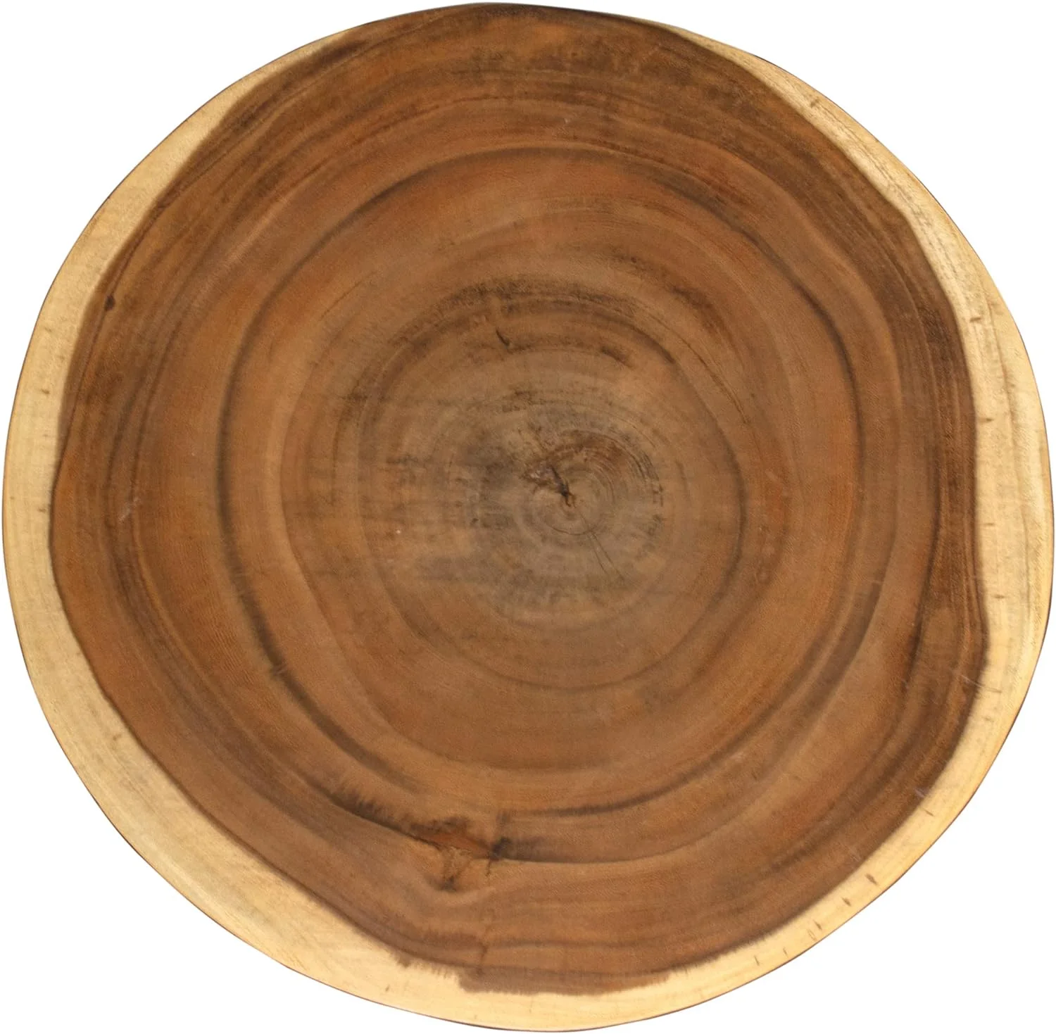 Natural Wood Slab Round Accent End Table (Saman Wood)