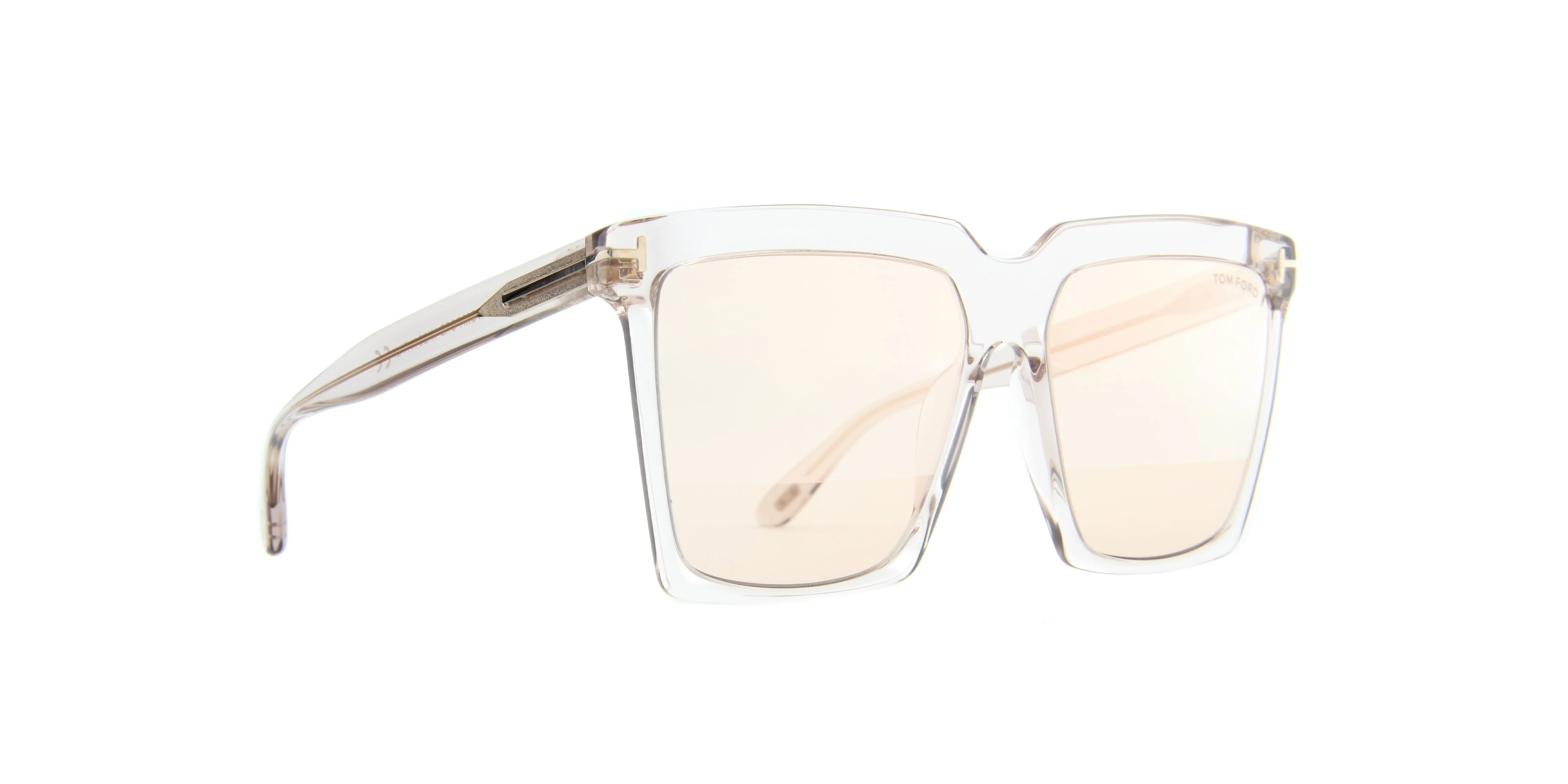 Tom Ford FT 0764 Sunglasses 20Z Shiny Transparent Light Sand/ Rose Gold Flash Lenses (Ss20 Adv)