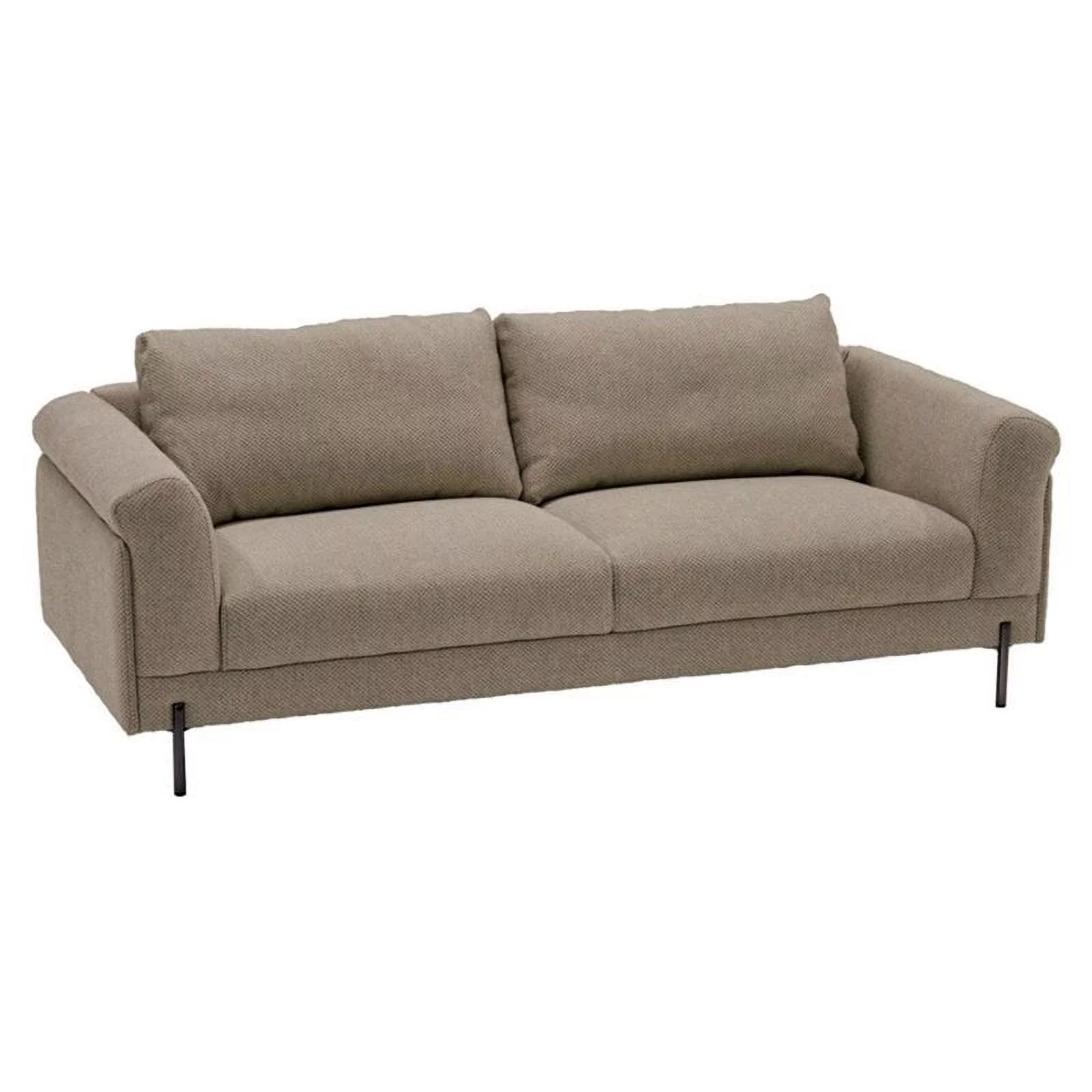 Divani Casa Hello Modern Polyester Fabric & Solid Wood Sofa in Beige