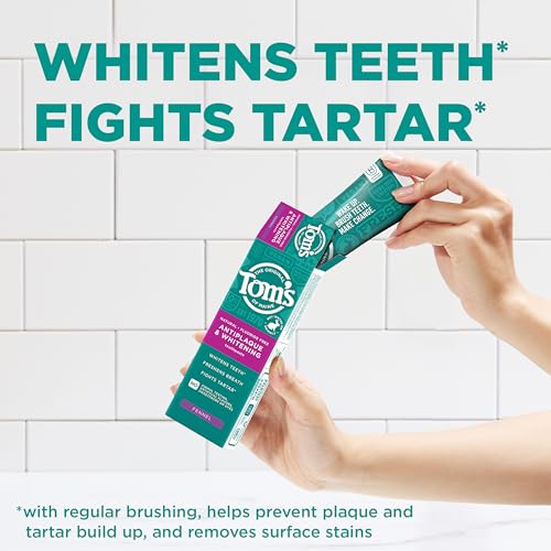 Tom's of Maine Fluoride-Free Antiplaque & Whitening Natural Toothpaste, Peppermint, 5.5 oz. (Pack of 2)