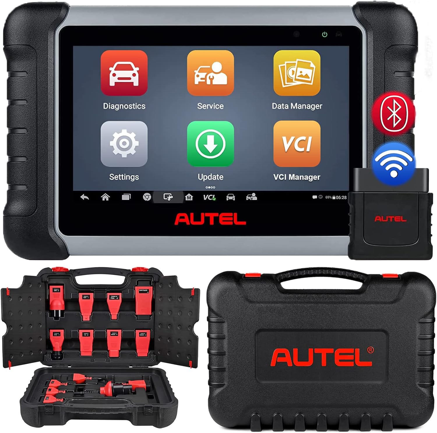 Autel Scanner MaxiCOM MK808Z-BT with Non-OBDII Adapter Kit, 2023 New Bidirectional Scanner, Upgrade of MaxiCheck MX808 MK808 MK808S MK808BT, 28+ Service, Active Test, All System OBD2 Diagnostic Tool