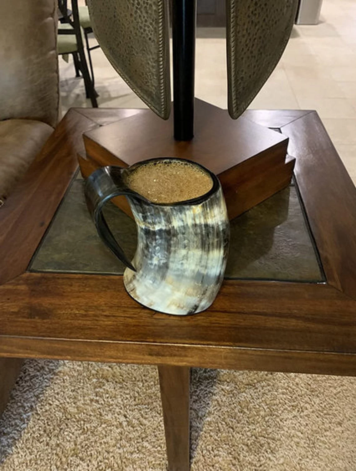 Goblets Glass Viking Drinking Horn Mug Tankard - Original | Excellent choice even for those who appreciate Norse Culture | Real Ox-Horn ( XL 40 oz Unpolished Horn 1 pk