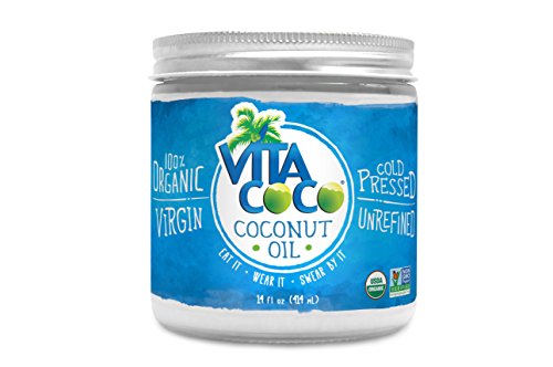 Vita Coco Organic Virgin Coconut Oil - Non GMO Cold Pressed Gluten Free Unrefined Oil - Used For Cooking Oil - Great for Skin Moisturizer or Hair Shampoo - 14 Oz Glass Jar