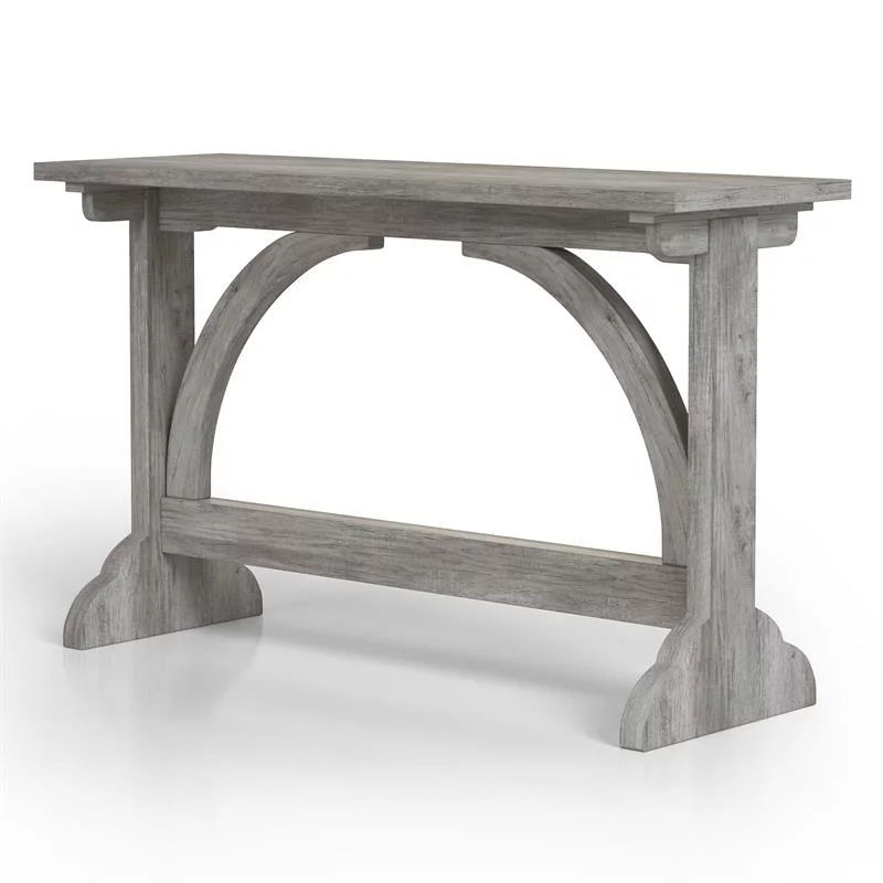 Bowery Hill Rectangle Farmhouse Wood Console Table in Vintage Gray Oak