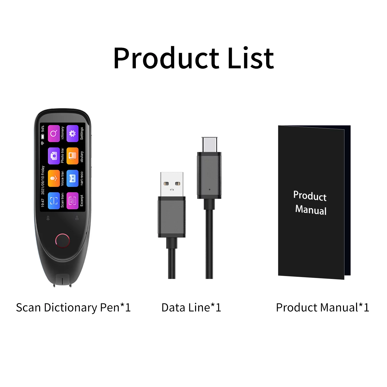 Translator Dictionary Translation Pen Scanner Text Scanning Reading Translator Device Multilingual Scanner Noise Reduction Recording Pen Support 112 Languages Chinese/English/Japanese/Korean Voice Tra