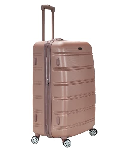 Rockland Melbourne Hardside Expandable Luggage with Spinner Wheels, Blue, Checked Large 28