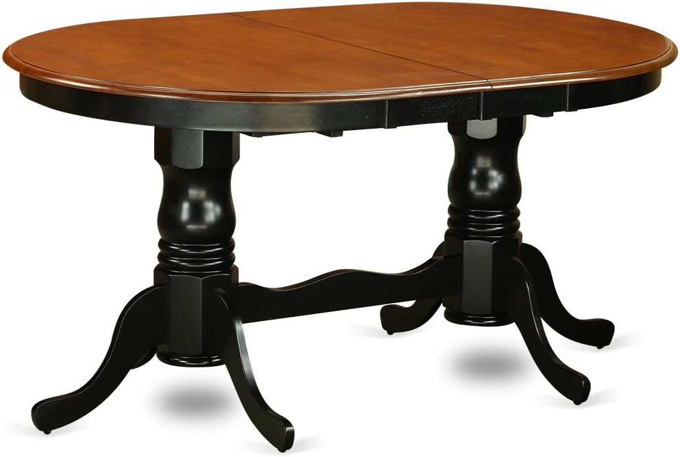 East West Furniture PLNI7-BCH-W 7 Piece Dining Set Consist of an Oval Dining Room Table with Butterfly Leaf and 6 Wood Seat Chairs, 42x78 Inch, Black & Cherry