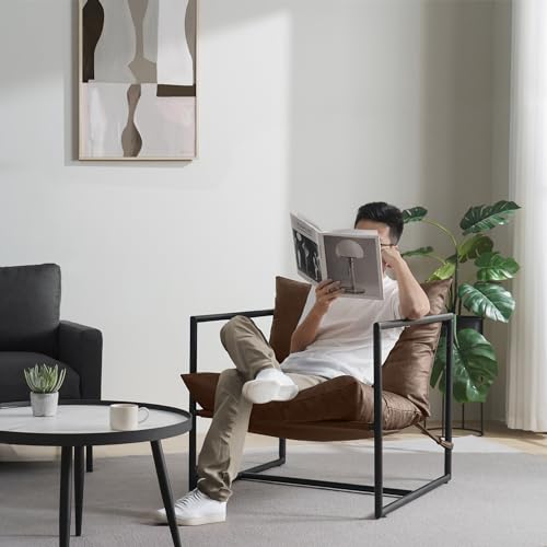 ZINUS Aidan Sling Accent Chair, Metal Framed Armchair with Shredded Foam Cushioning, Black