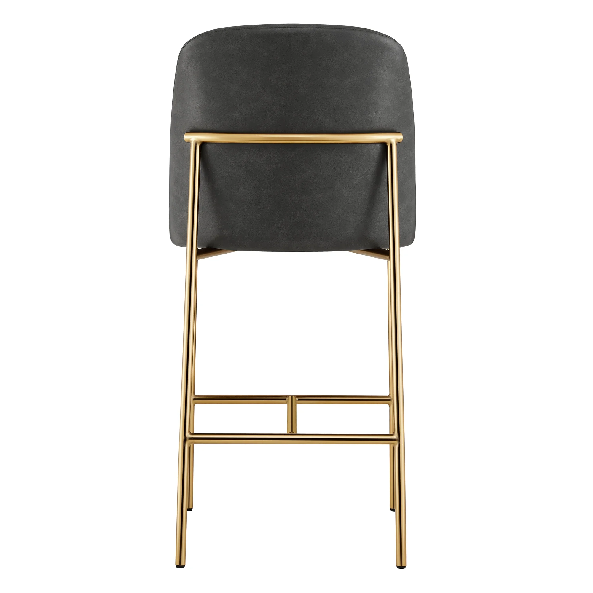 CHITA Modern Counter Height Bar Stool Set of 2, 27 inch Counter Stool with Back & Metal Legs, Faux Leather in Retro Gray