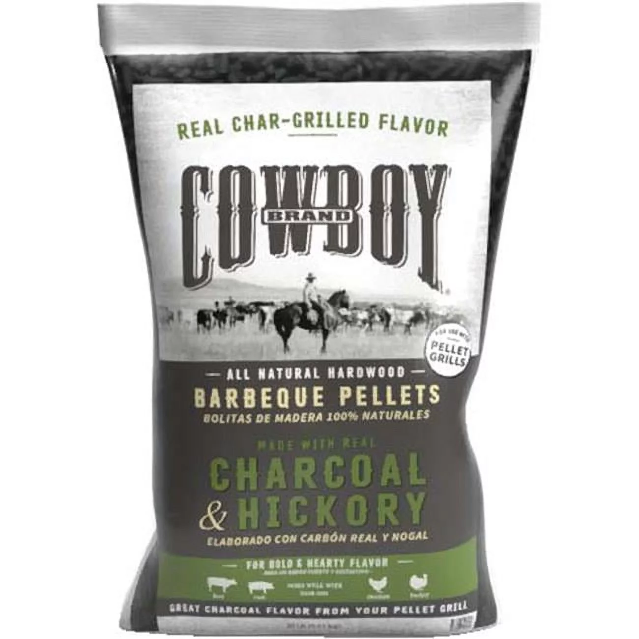 Cowboy 20LB Charcoal and Hickory Wood Pellets