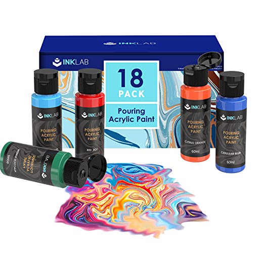 Acrylic Pouring Paint Set 34 Colors Pre Mixed Acrylic Paint High Flow with Silicone Oil for Canvas Wood Crafts Rocks Painting, Water Based, 2 Oz/Bottle
